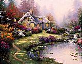 A Riverside Cottage Paintings - Everett's Cottage by Thomas Kinkade